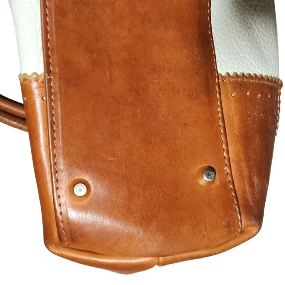 Valentina Italy Leather Handbag White Brown Medium - Picture 7 of 16